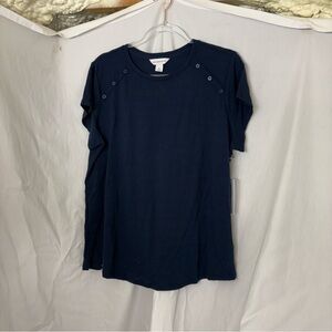 Liz Claiborne navy blue short sleeve top Size XL